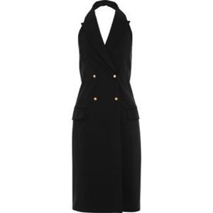 Double-Breasted Cotton-Blend Faille Halterneck BLK